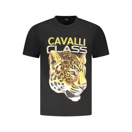Cavalli Class Black Cotton Men T-Shirt - Hilstor