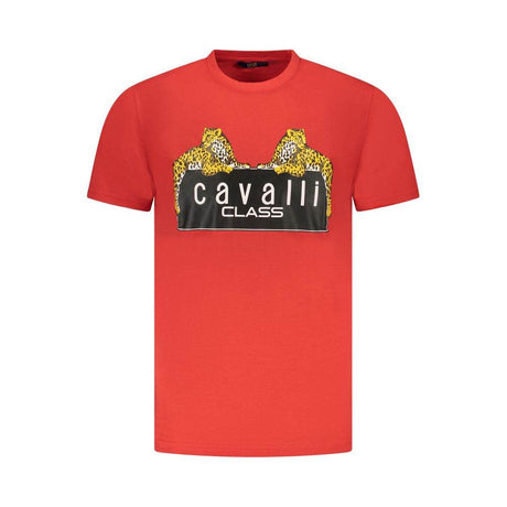 Cavalli Class Red Cotton Men T-Shirt - Hilstor