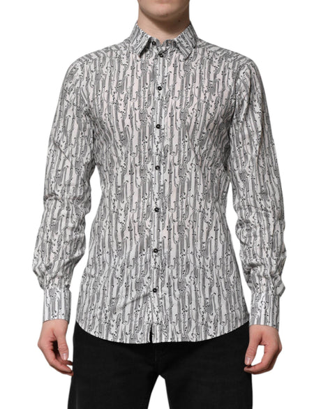 Dolce & Gabbana White Floral Print Casual Long Sleeves Shirt - Hilstor