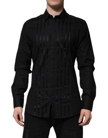 Dolce & Gabbana Black GOLD Long Sleeves Men Formal Dress Shirt - Hilstor