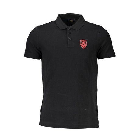 Cavalli Class Black Cotton Men Polo Shirt - Hilstor