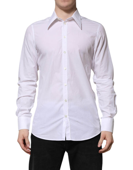 Dolce & Gabbana White Cotton Long Sleeves Dress Shirt - Hilstor
