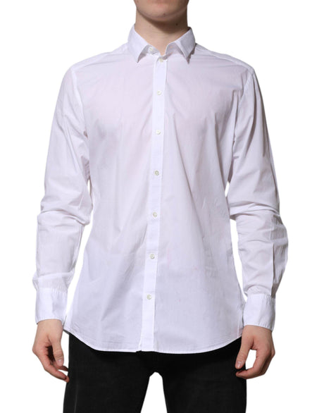 Dolce & Gabbana White Cotton Long Sleeves Dress Formal Shirt - Hilstor
