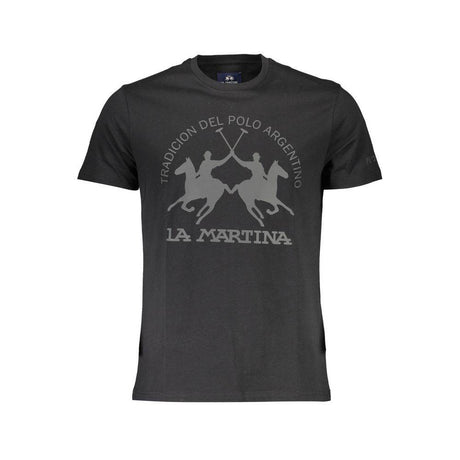 La Martina Black Cotton Men T-Shirt - Hilstor