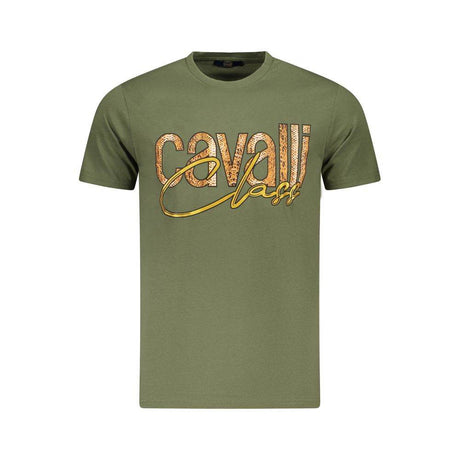 Cavalli Class Green Cotton Men T-Shirt - Hilstor