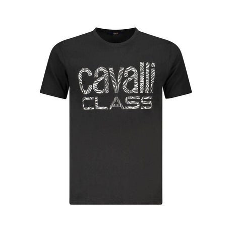 Cavalli Class Black Cotton Men T-Shirt - Hilstor