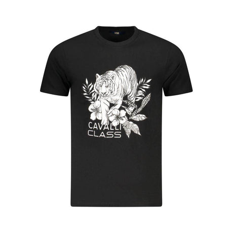 Cavalli Class Black Cotton Men T-Shirt - Hilstor