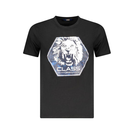 Cavalli Class Black Cotton Men T-Shirt - Hilstor