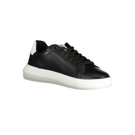 Calvin Klein Sleek Black Lace-Up Sports Sneakers - Hilstor