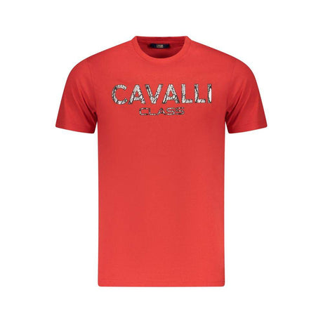 Cavalli Class Red Cotton Men T-Shirt - Hilstor