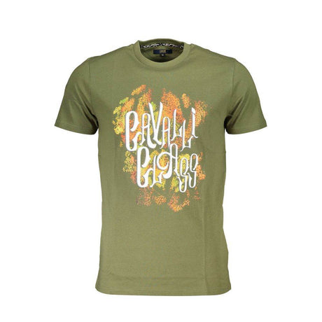 Cavalli Class Green Cotton Men T-Shirt - Hilstor