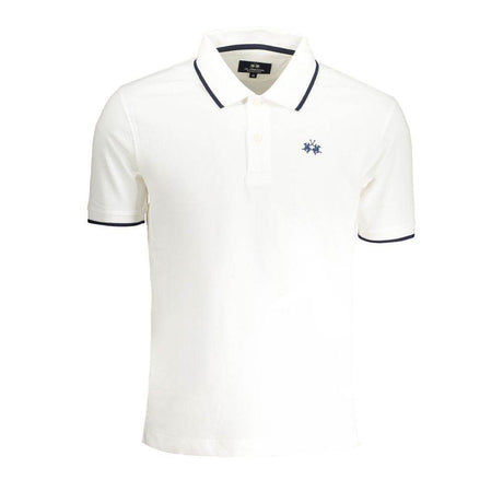 La Martina White Cotton Men Polo Shirt - Hilstor