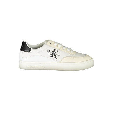 Calvin Klein Chic White Lace-Up Sneakers with Contrast Detailing - Hilstor