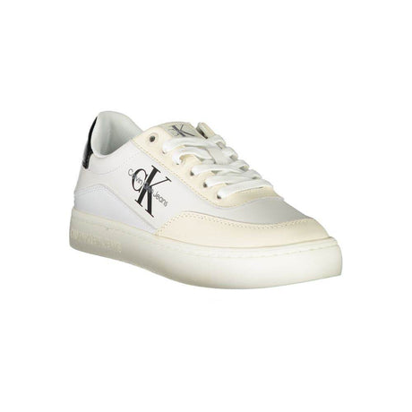 Calvin Klein Chic White Lace-Up Sneakers with Contrast Detailing - Hilstor