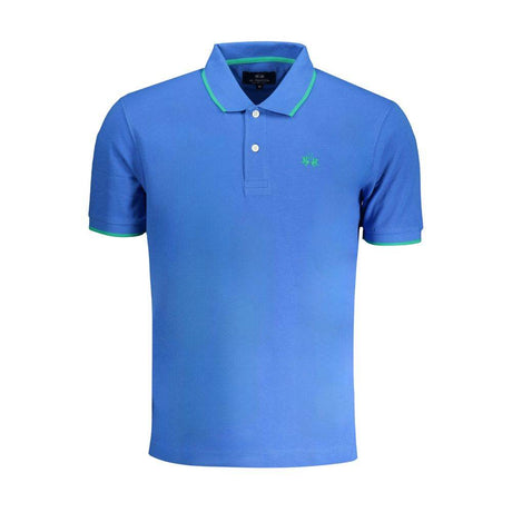 La Martina Blue Cotton Polo Shirt - Hilstor