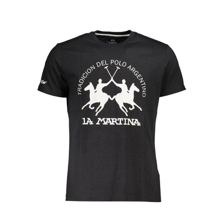 La Martina Black Cotton Men T-Shirt - Hilstor