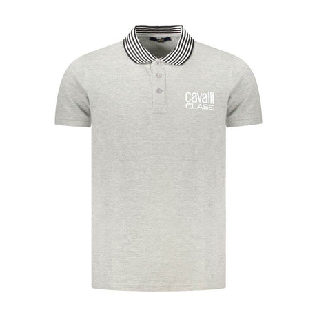 Cavalli Class Gray Cotton Polo Shirt - Hilstor