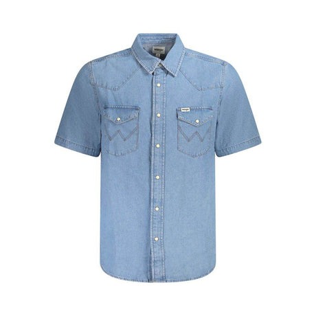 Wrangler Light Blue Cotton Men Shirt - Hilstor