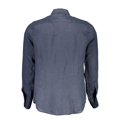 La Martina Blue Linen Men Shirt - Hilstor