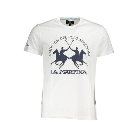 La Martina White Cotton Men T-Shirt - Hilstor