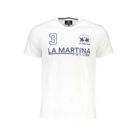 La Martina White Cotton Men T-Shirt - Hilstor