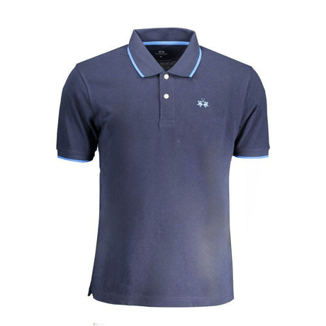 La Martina Blue Cotton Men Polo Shirt - Hilstor