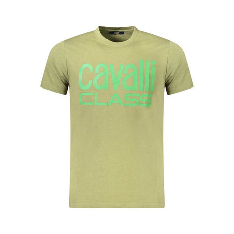 Cavalli Class Green Cotton Men T-Shirt - Hilstor