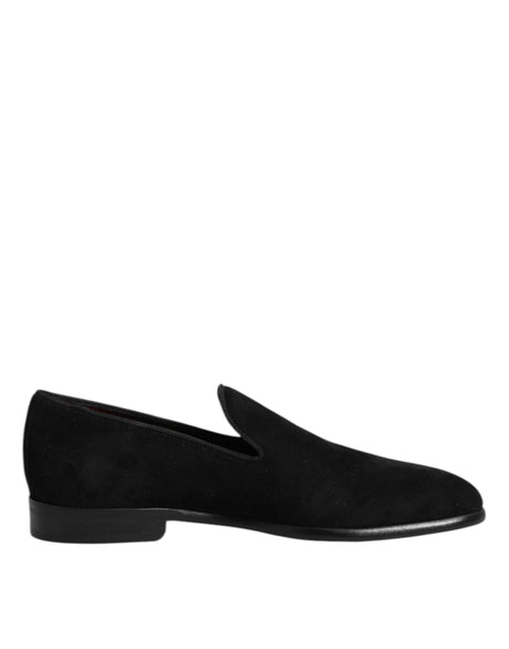 Dolce & Gabbana Black Suede Slip On Loafers Formal Shoes - Hilstor