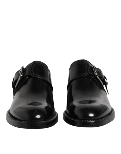 Dolce & Gabbana Black Leather Monk Strap Derby Formal Shoes - Hilstor