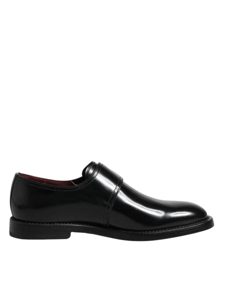 Dolce & Gabbana Black Leather Monk Strap Derby Formal Shoes - Hilstor