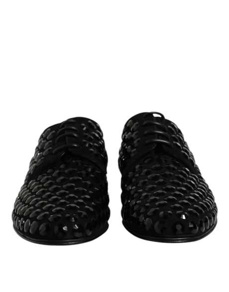 Dolce & Gabbana Black Suede Strass Derby Formal Shoes - Hilstor