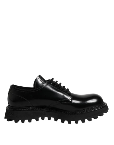 Dolce & Gabbana Black Leather Lace Up Derby Men Dress Shoes - Hilstor