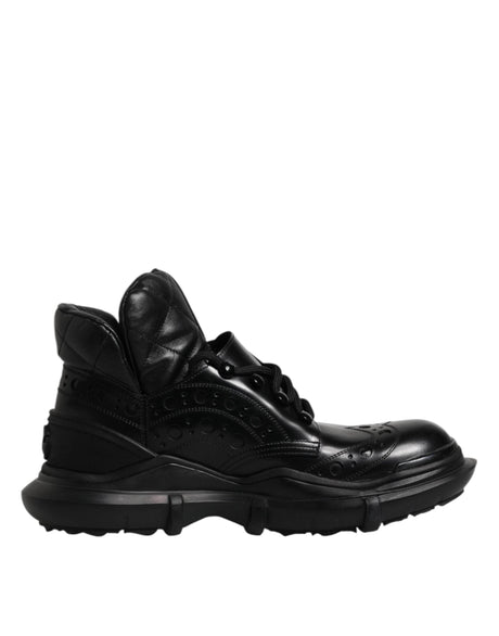 Dolce & Gabbana Black Leather Casual Mens Ankle Boots Shoes - Hilstor