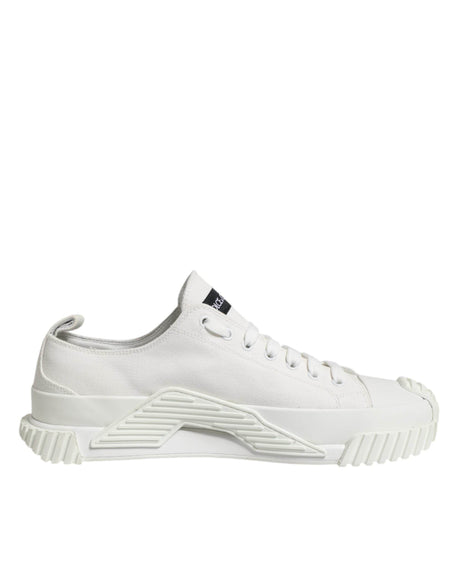 Dolce & Gabbana White Logo Print Lace Up Low Top Sneakers Shoes - Hilstor