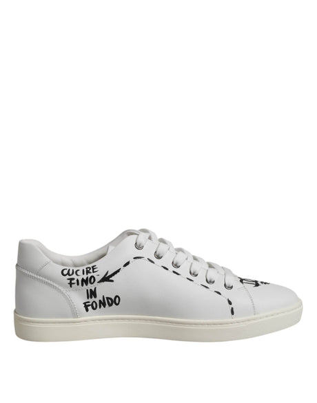 Dolce & Gabbana White London Calf Leather Men Sneakers Shoes - Hilstor