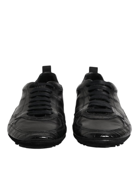 Dolce & Gabbana Black Exotic Leather Low Top Sneakers Shoes - Hilstor