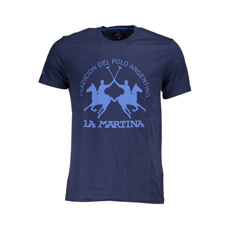La Martina Blue Cotton Men T-Shirt - Hilstor