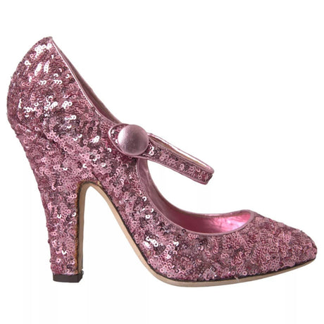 Dolce & Gabbana Pink Sequin Mary Jane Pumps High Heels Shoes - Hilstor