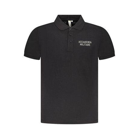 Accademia Militare Black Cotton Polo Shirt - Hilstor