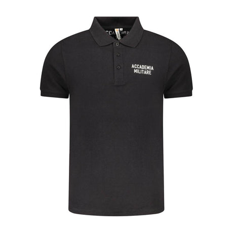 Accademia Militare Black Cotton Polo Shirt - Hilstor