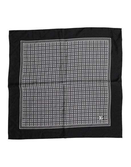 Dolce & Gabbana Black White Patterned Square Foulard Scarf - Hilstor
