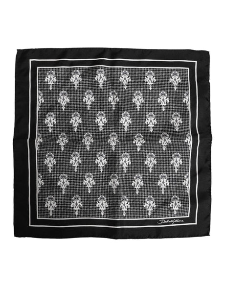 Dolce & Gabbana Black White Printed Square Foulard Scarf - Hilstor