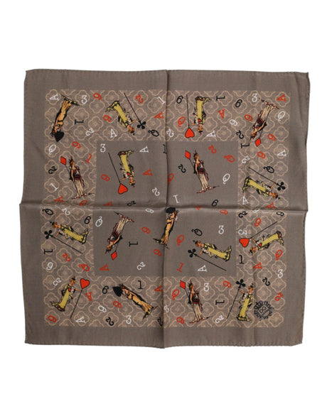 Dolce & Gabbana Brown Silk Printed Square Men Foulard Scarf - Hilstor