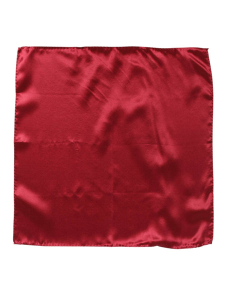 Dolce & Gabbana Red Solid Satin Silk Square Handkerchief Scarf - Hilstor