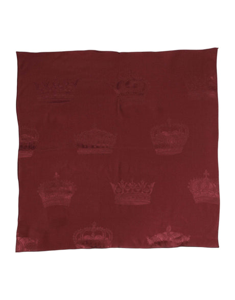 Dolce & Gabbana Maroon Silk Crown Square Men Foulard Scarf - Hilstor