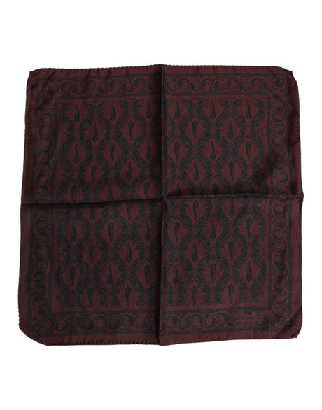 Dolce & Gabbana Maroon Black Printed Square Men Foulard Scarf - Hilstor