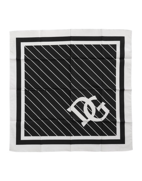 Dolce & Gabbana Black White DG Logo Square Men Foulard Scarf - Hilstor