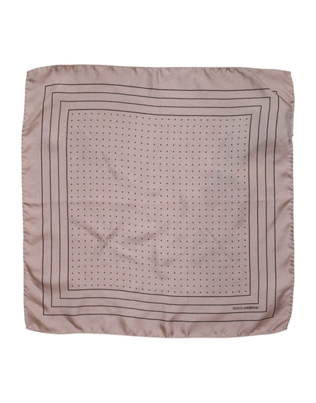 Dolce & Gabbana Beige Dotted Silk Square Men Foulard Scarf - Hilstor