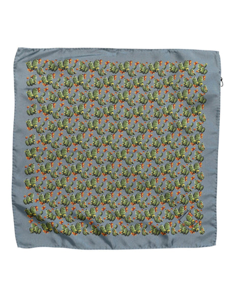 Dolce & Gabbana Gray Green Cactus Print Square Foulard Scarf - Hilstor