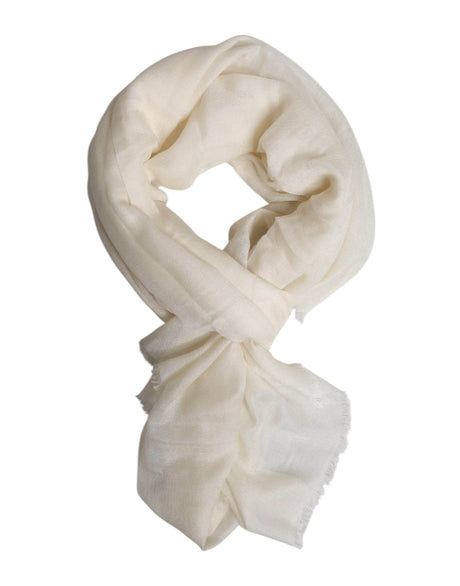 Dolce & Gabbana White Cashmere Neck Warmer Wrap Shawl Scarf - Hilstor